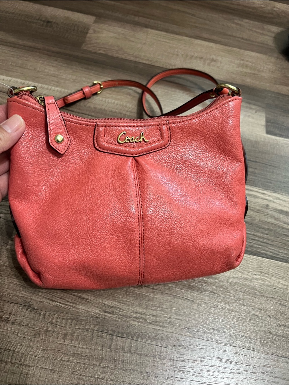 *Rehab* Coach Coral Leather Crossbody with Gold Logo